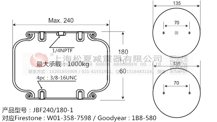 JBF240-180-1橡膠<a href='http://www.luiscisneros.com/' target='_blank'><u>空氣彈簧</u></a>