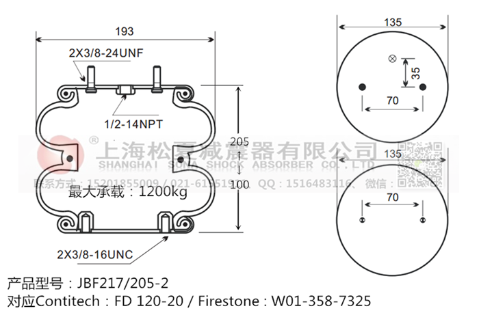 JBF217/205-2橡膠<a href='http://www.luiscisneros.com/' target='_blank'><u>空氣彈簧</u></a>