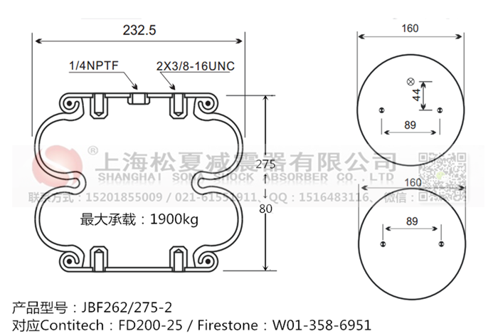 JBF262/275-2橡膠<a href='http://www.luiscisneros.com/' target='_blank'><u>空氣彈簧</u></a>