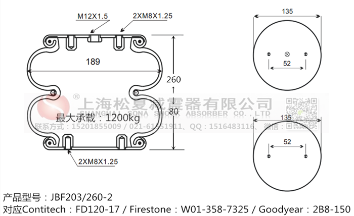 JBF203/260-2橡膠<a href='http://www.luiscisneros.com/' target='_blank'><u>空氣彈簧</u></a>