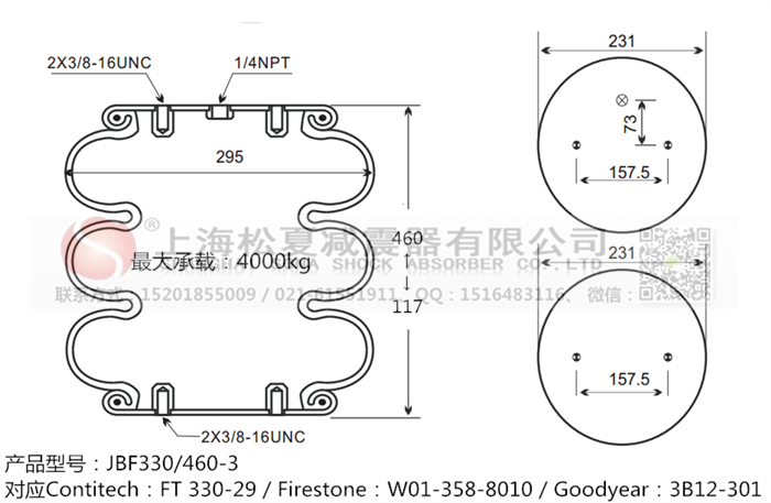 JBF330/460-3橡膠<a href='http://www.luiscisneros.com/' target='_blank'><u>空氣彈簧</u></a>